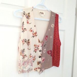 ZOE Women's Bohemian MultiPrint Floral Patchwork Vest Medium